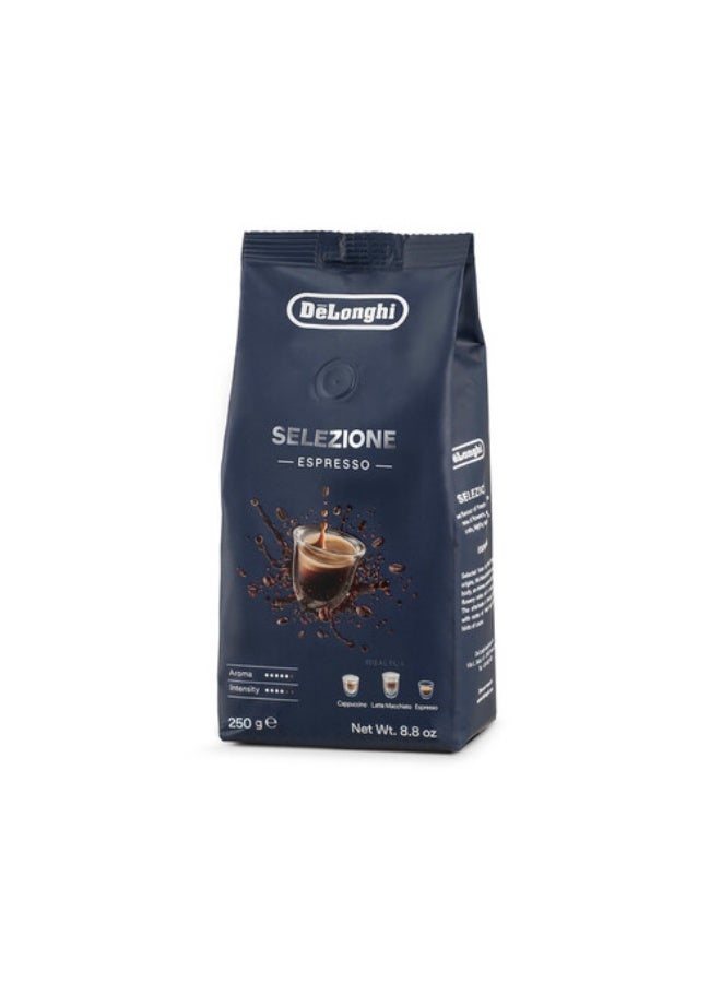 De'Longhi Selezione Espresso Coffee Beans 250g, Medium Roast, 70% Arabica & 30% Robusta, Fruity & Flowery Notes, Ideal for Espresso & Latte – DLSC601